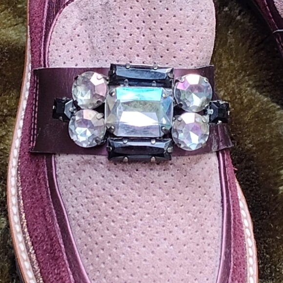GADEA By Lodi Rhinestone Purple/Burgandy Suede Chunky Loafers, 39 8-8.5 -  NWOT - Picture 4 of 16